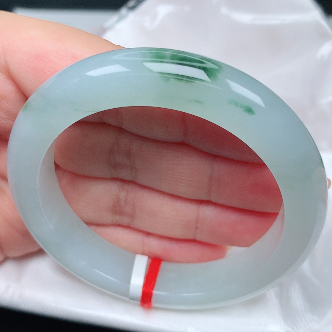 未镶嵌手镯翡翠14冰胶飘花 