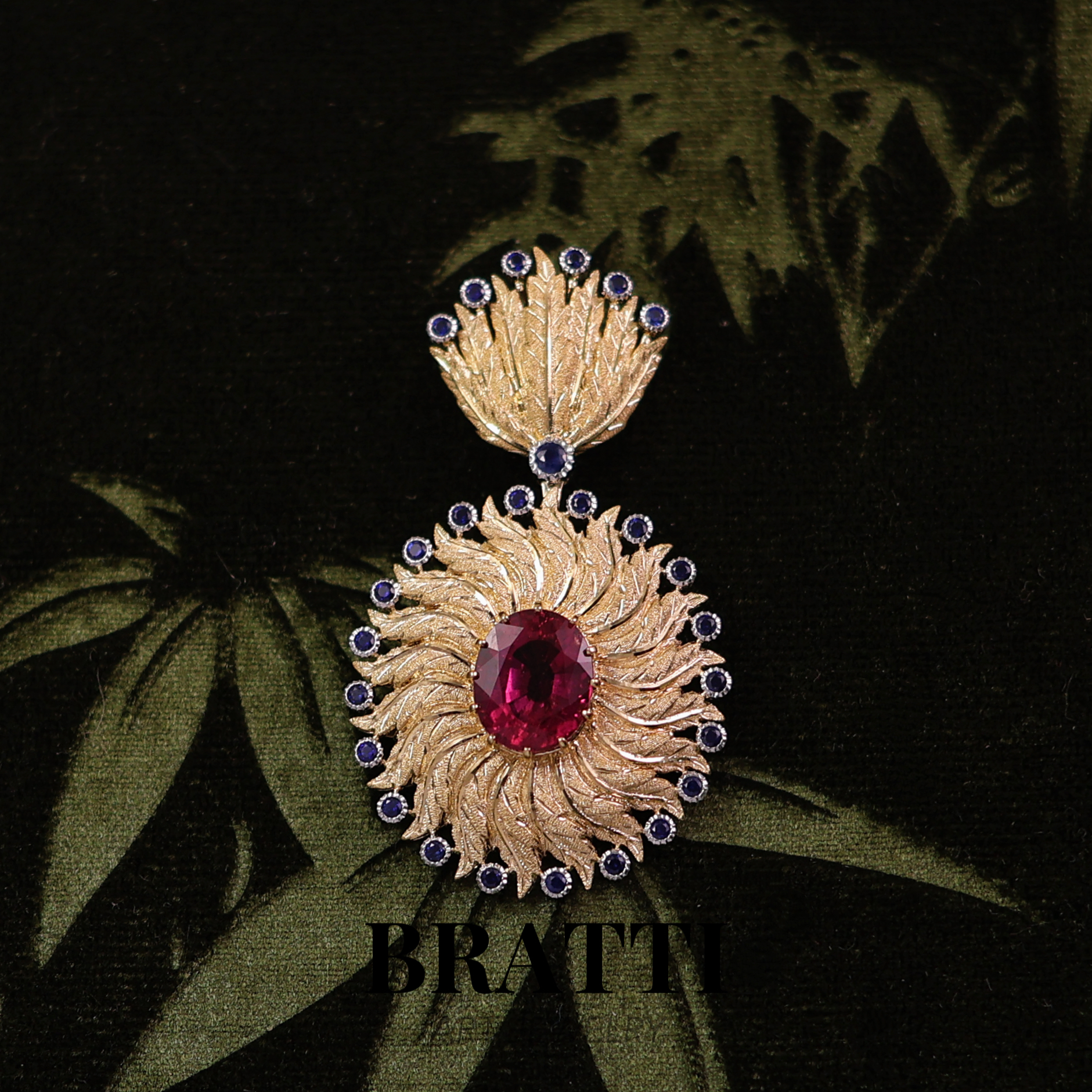 Bratti珠宝18K金“凡尔赛庄园”碧玺蓝宝石吊坠-KD250820