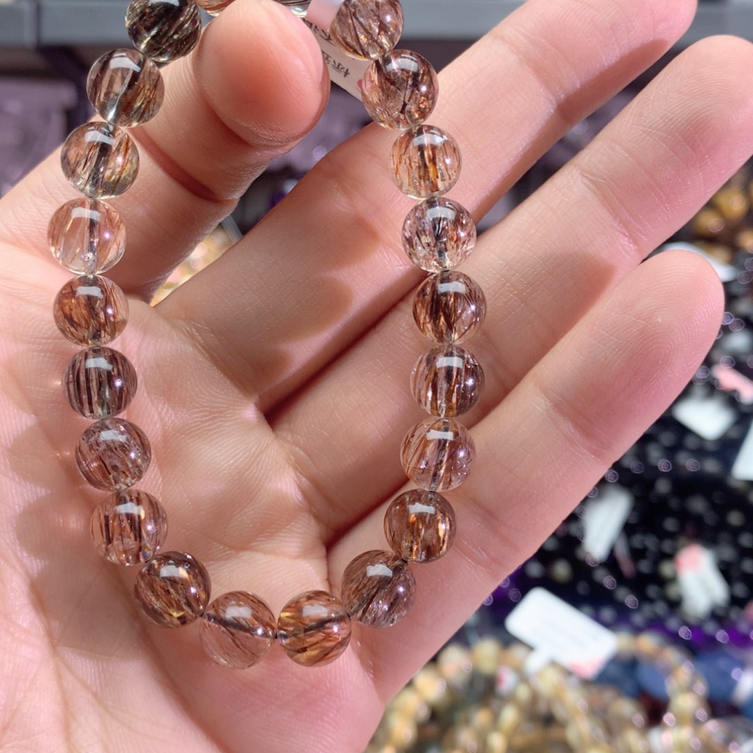 水晶手串未镶嵌静****静黑金超手链8+