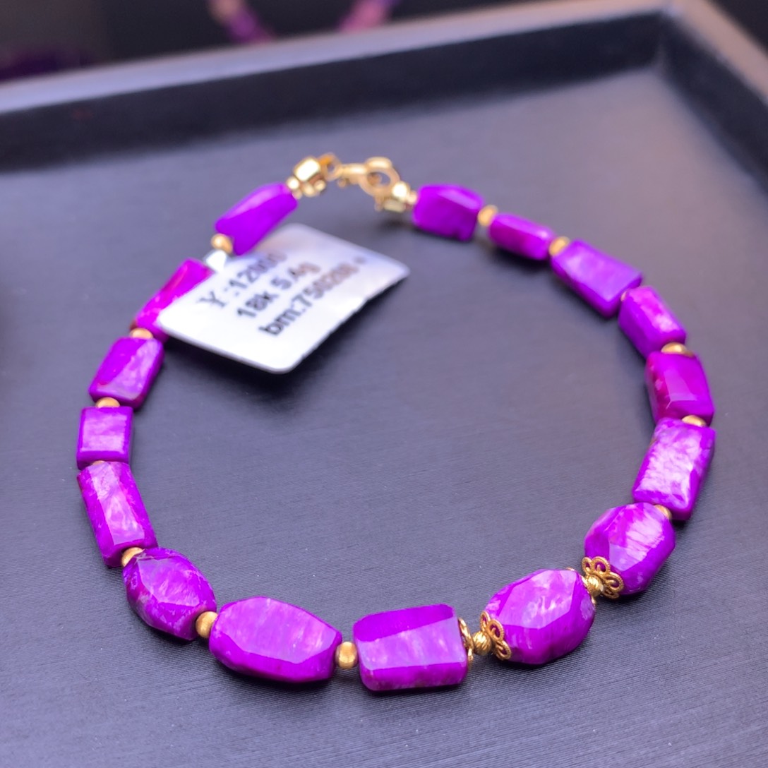 苏纪石（舒俱来）丝绒手链18K金镶嵌