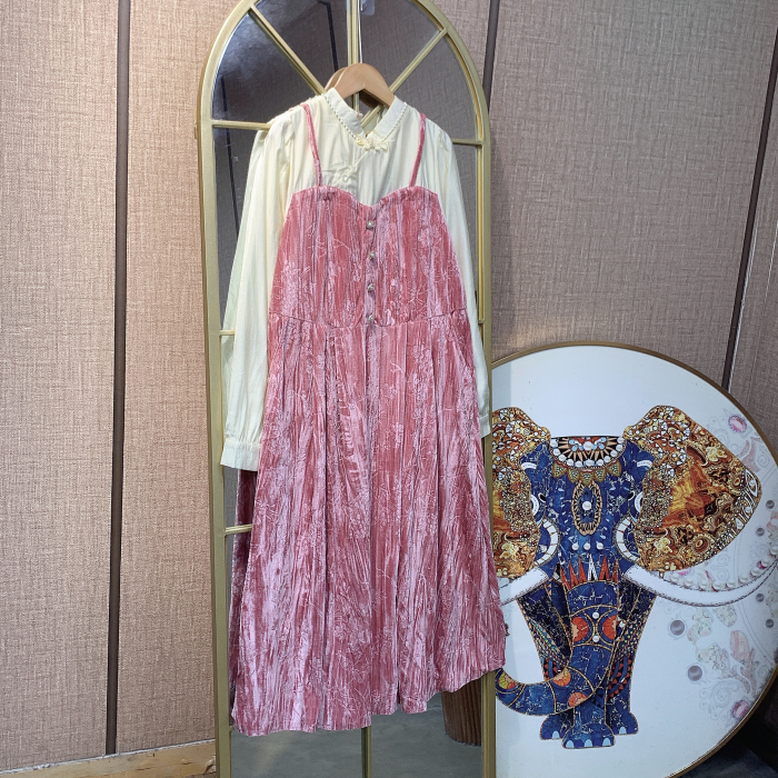 VV027孕妇粉色连衣裙L90-130