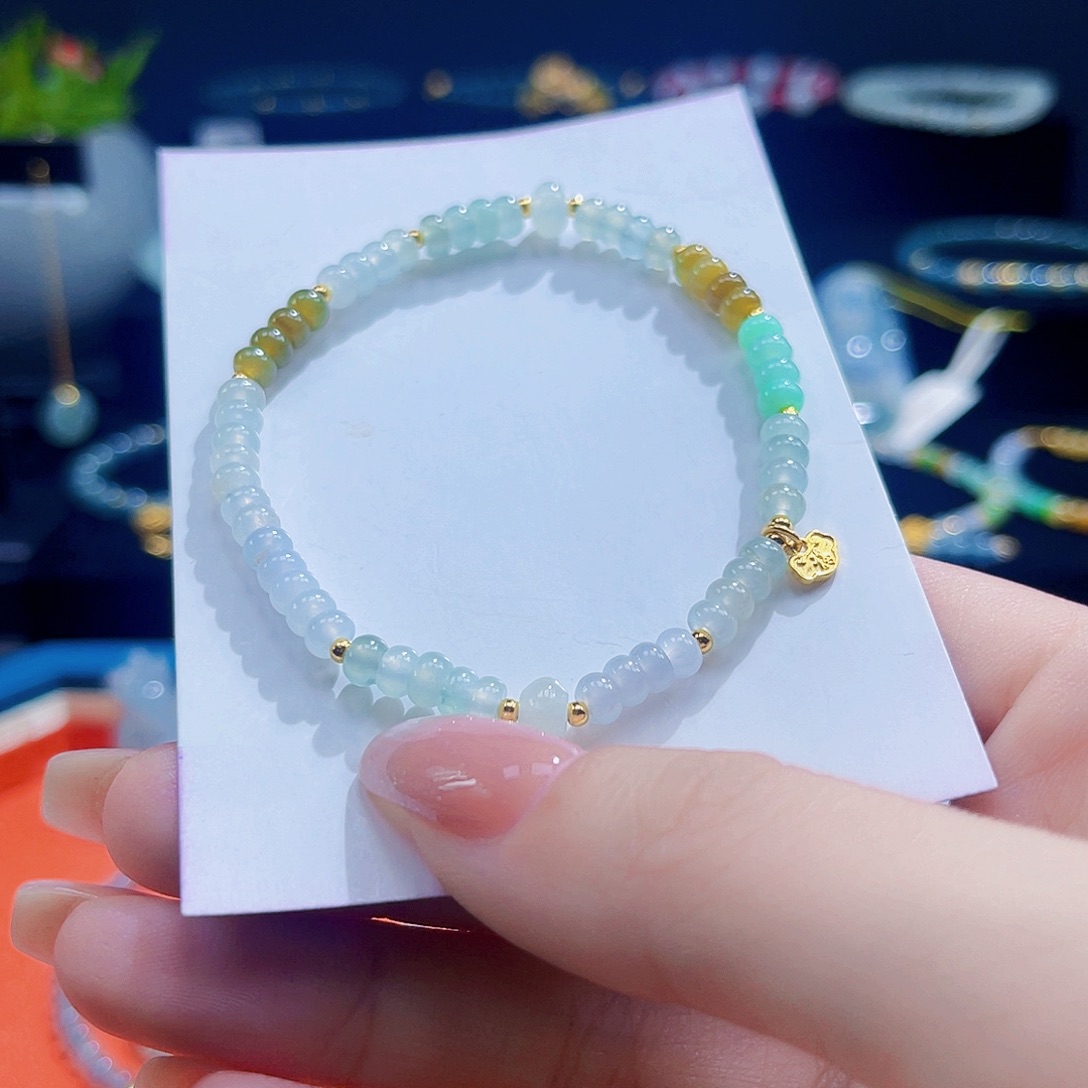 翡翠手链足金镶嵌卡4.5设计款