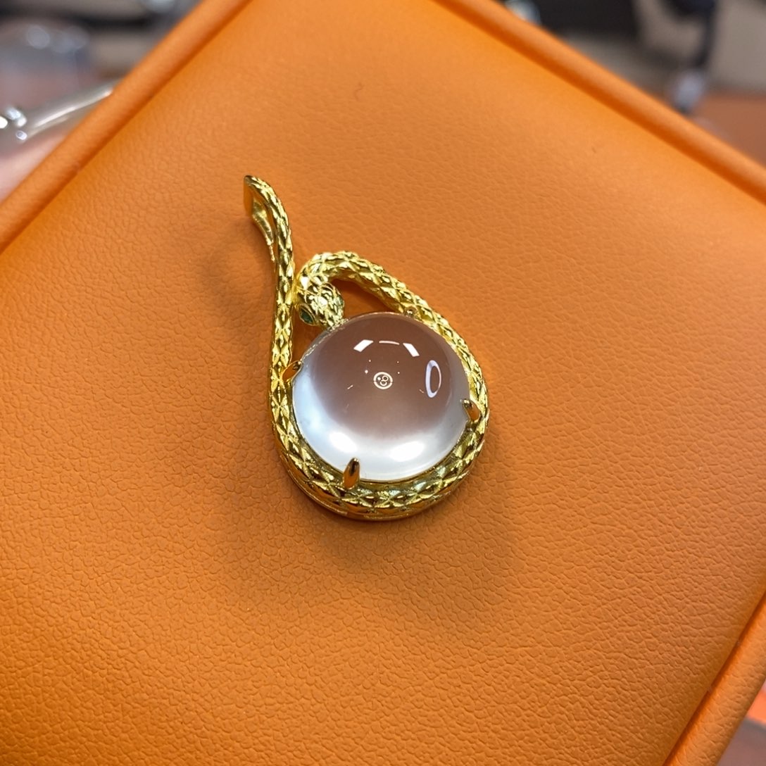 石英质玉蛋面银S925镶嵌