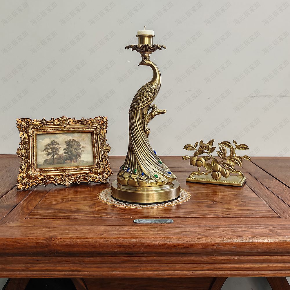 欧式凤凰烛台摆件客厅餐桌烛光晚餐氛围感蜡烛底座装饰件