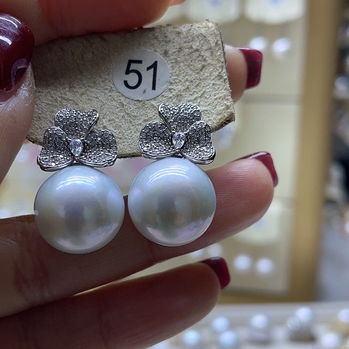 淡水珍珠耳饰银S925镶嵌
