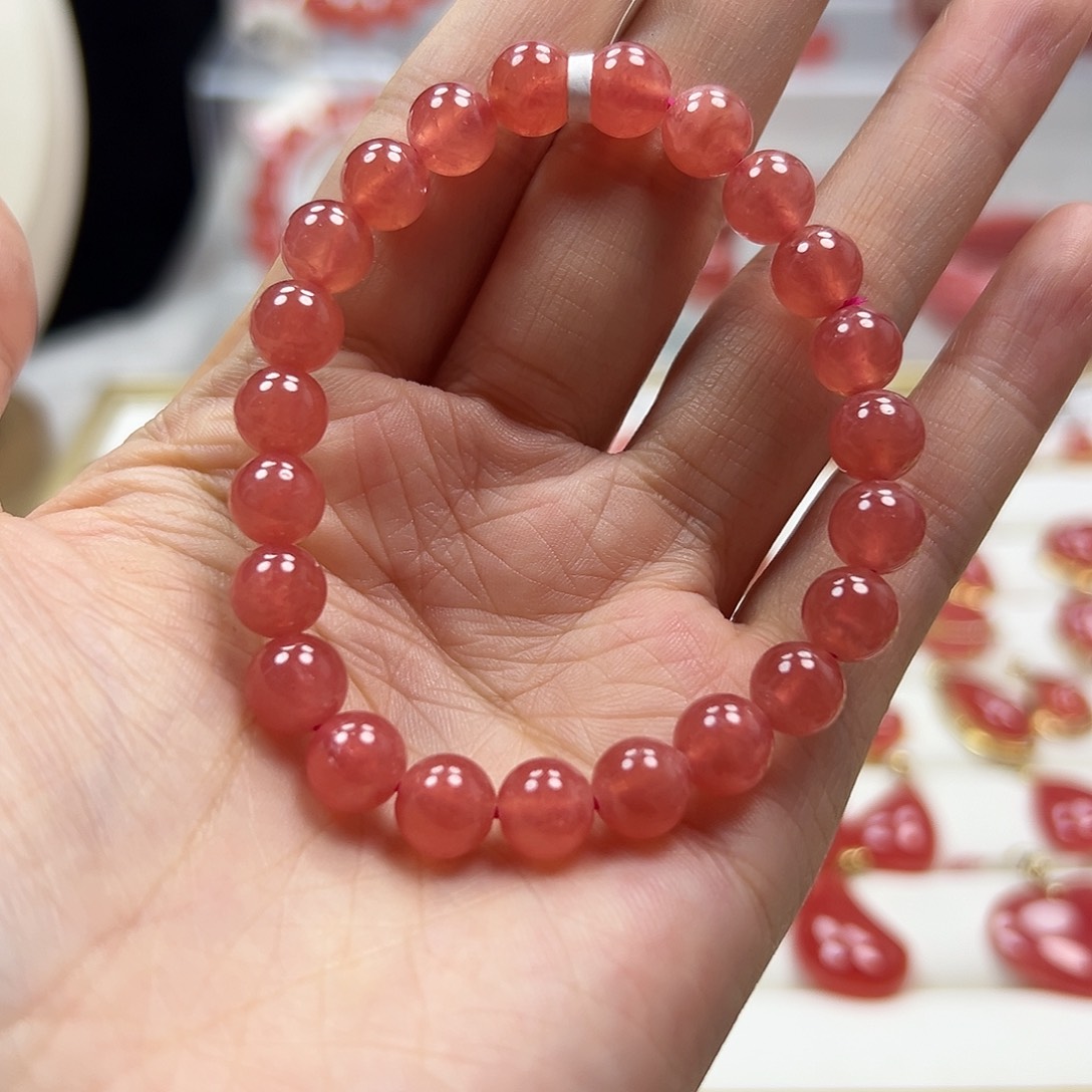 菱锰矿（红纹石）未镶嵌手串