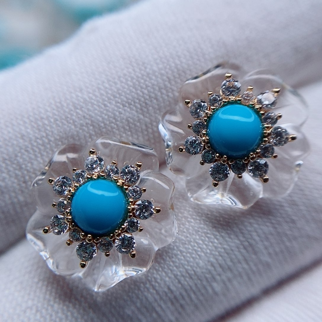 绿松石耳钉未镶嵌