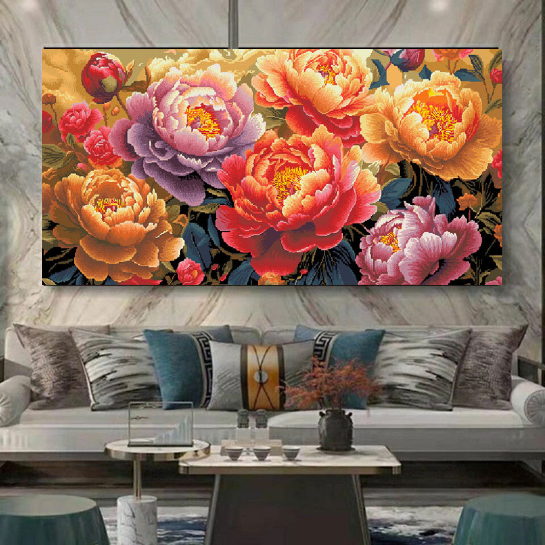 牡丹图十字绣2025新款线绣客厅花开富贵大幅卧室花卉高级感自己绣