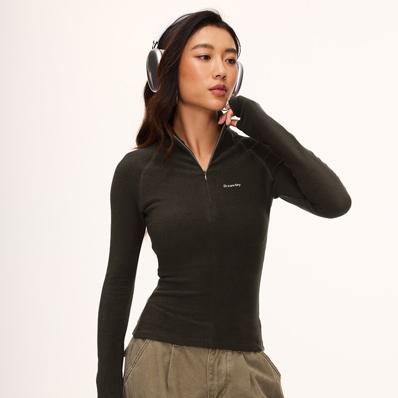 DK美式半拉链外套保暖抗菌防静电小立领运动休闲户外上衣女款6307