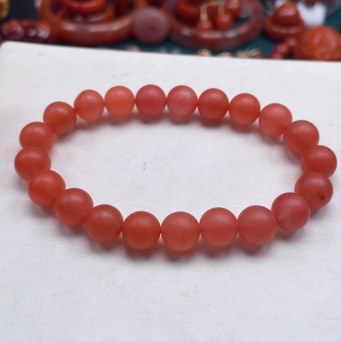 南红玛瑙保山南红哑光单圈9mm未镶嵌