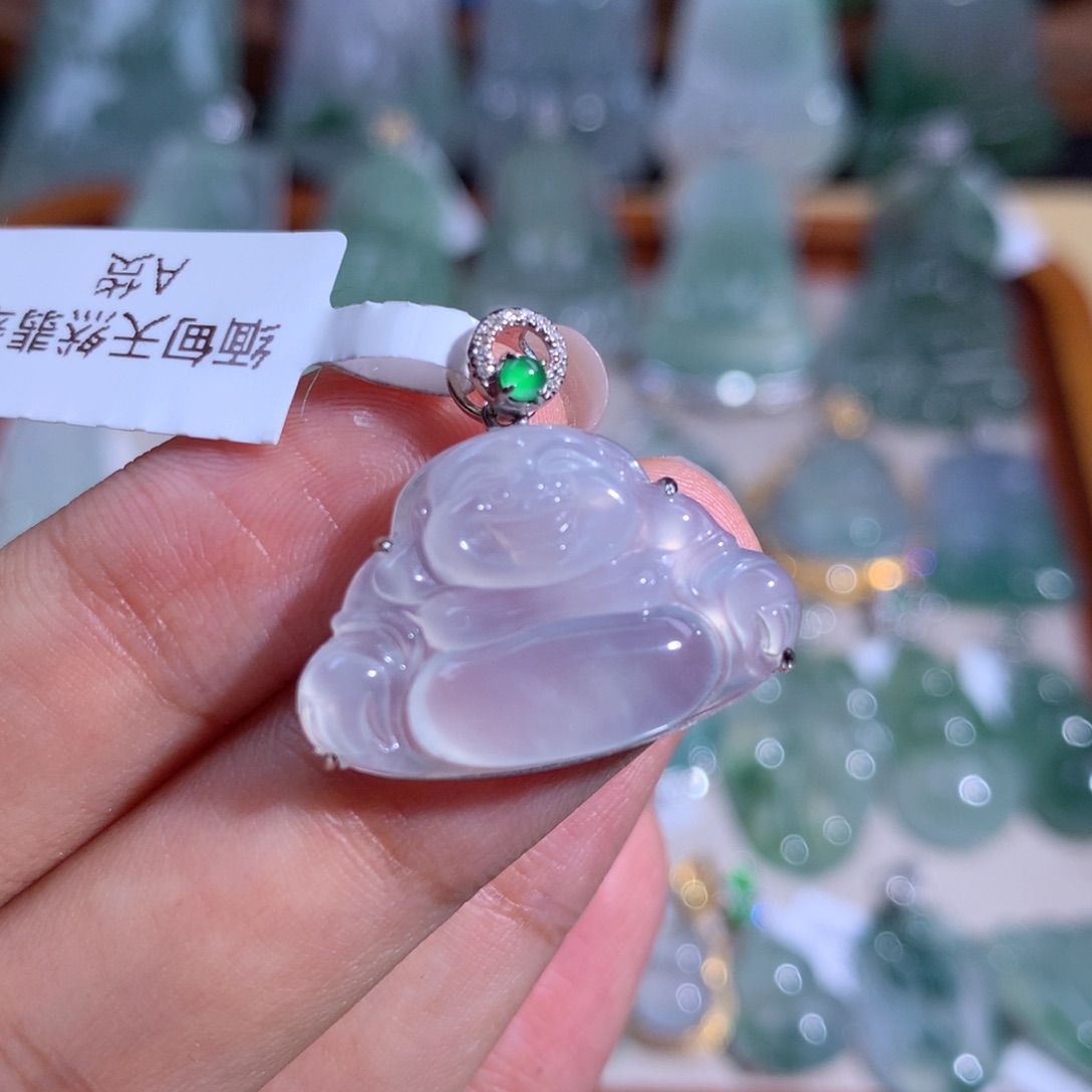 翡翠颈饰18K金镶嵌佛公