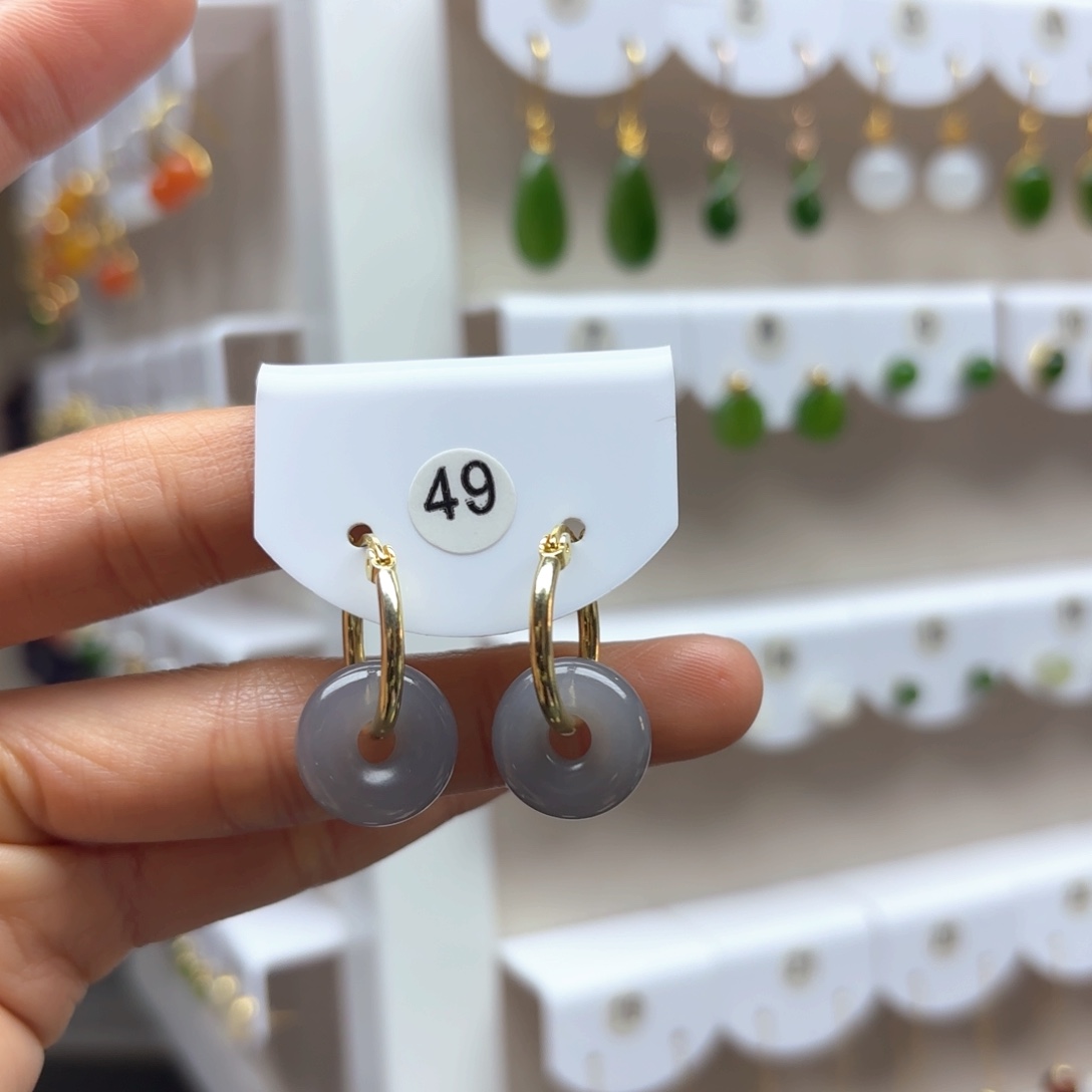 和田玉耳饰银S925镶嵌2