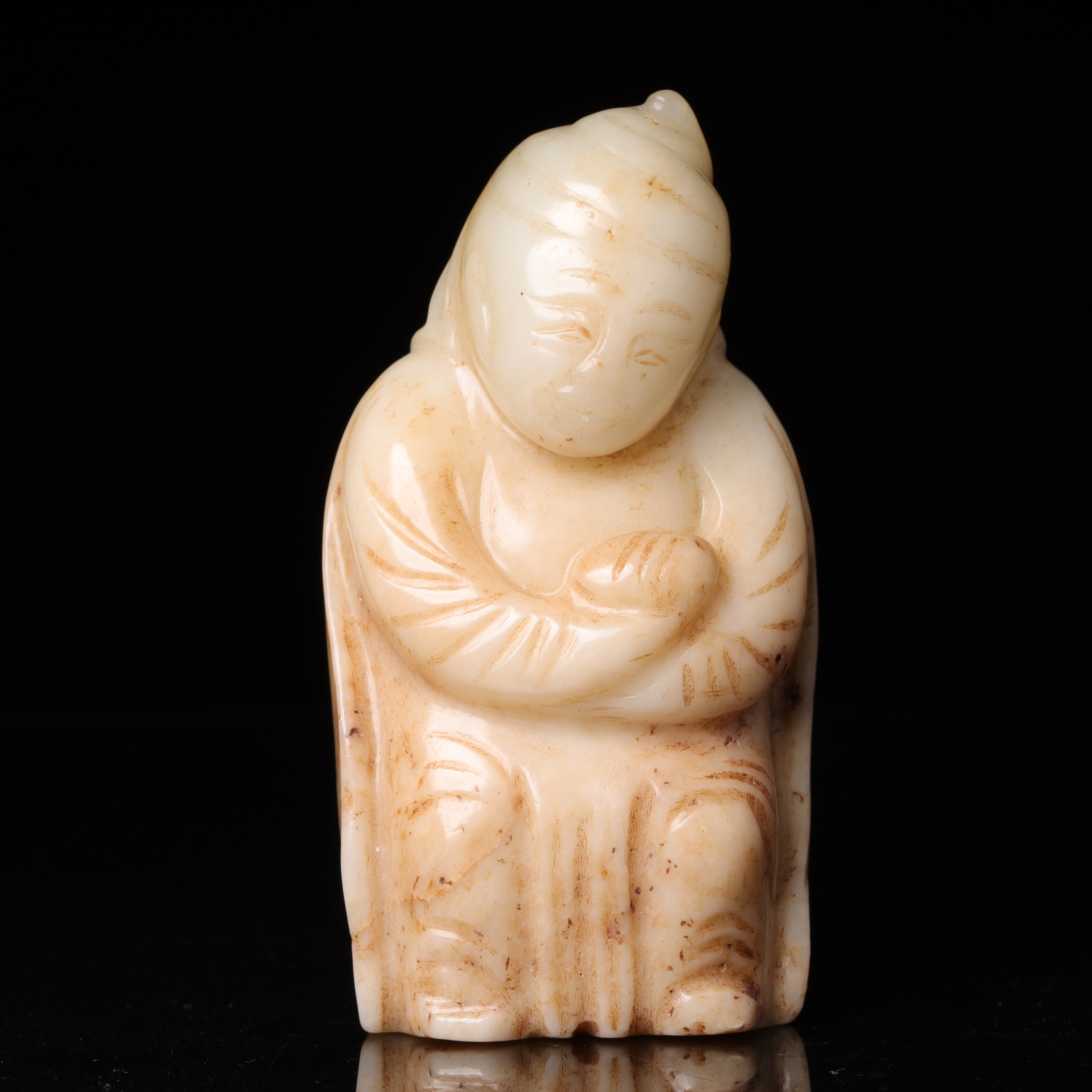 明代和田玉胡人花件-NX