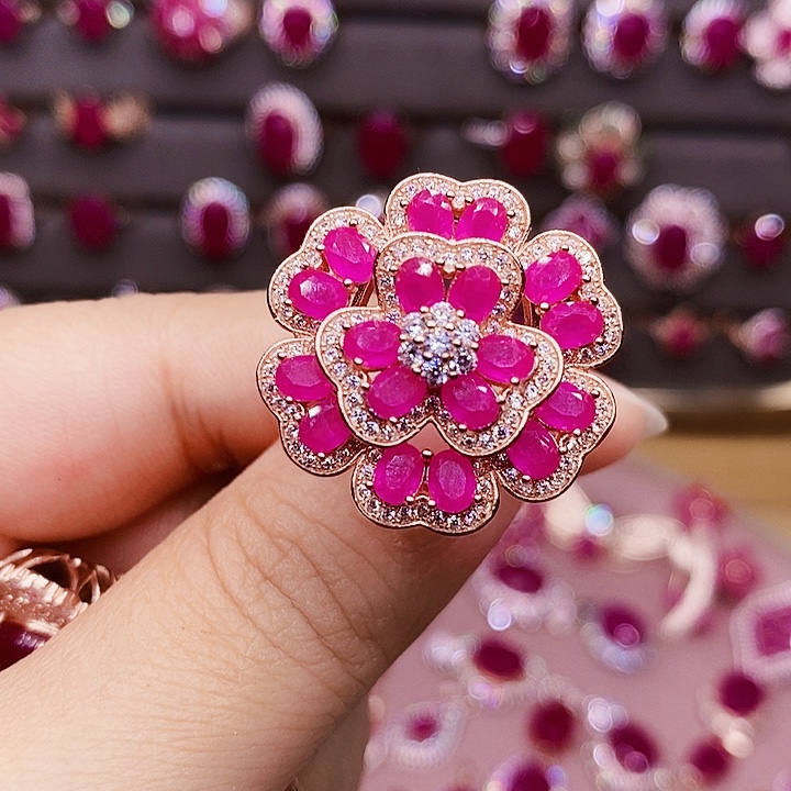 红宝石戒指银S925镶嵌