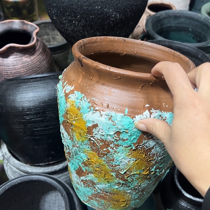 彩绘浮雕高23口16带孔