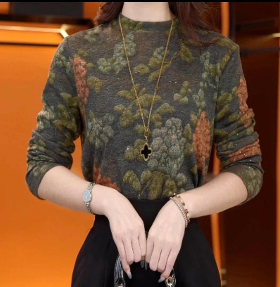 25年秋冬新款加绒加厚长袖T恤打底衫时尚洋气宽松大码女士保暖衣