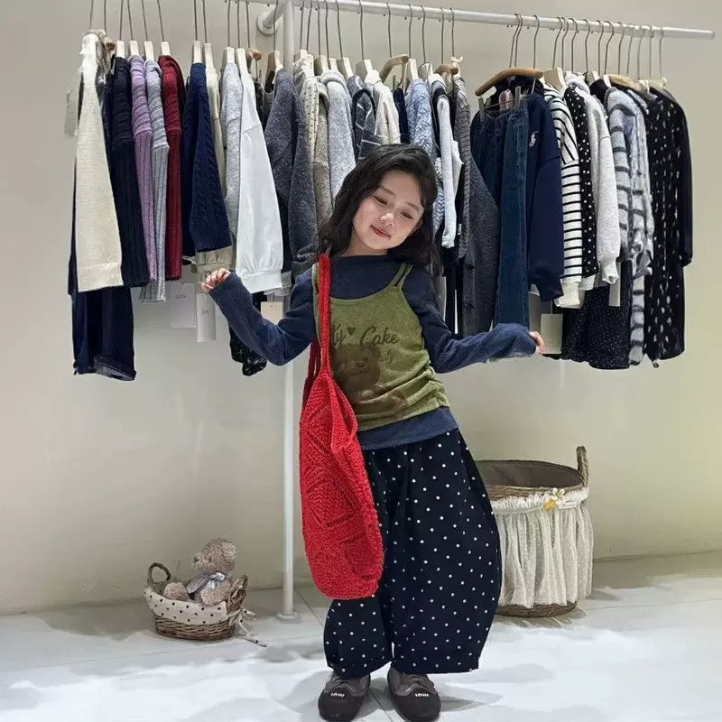 现货~秋季新款上衣两件套女童洋气波点裤套装Q5-150/Q5-151