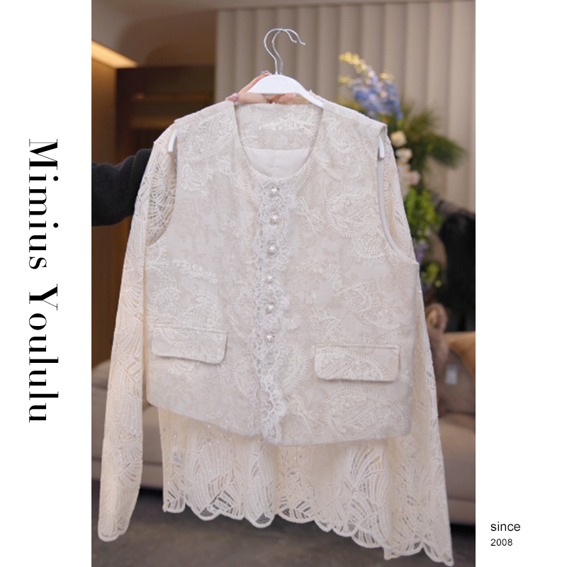 【mimius】&游鹿鹿 高端马甲蕾丝衬衫两件套 G02227