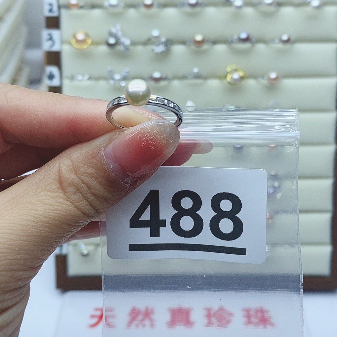 淡水珍珠戒指银S925镶嵌烨*488
