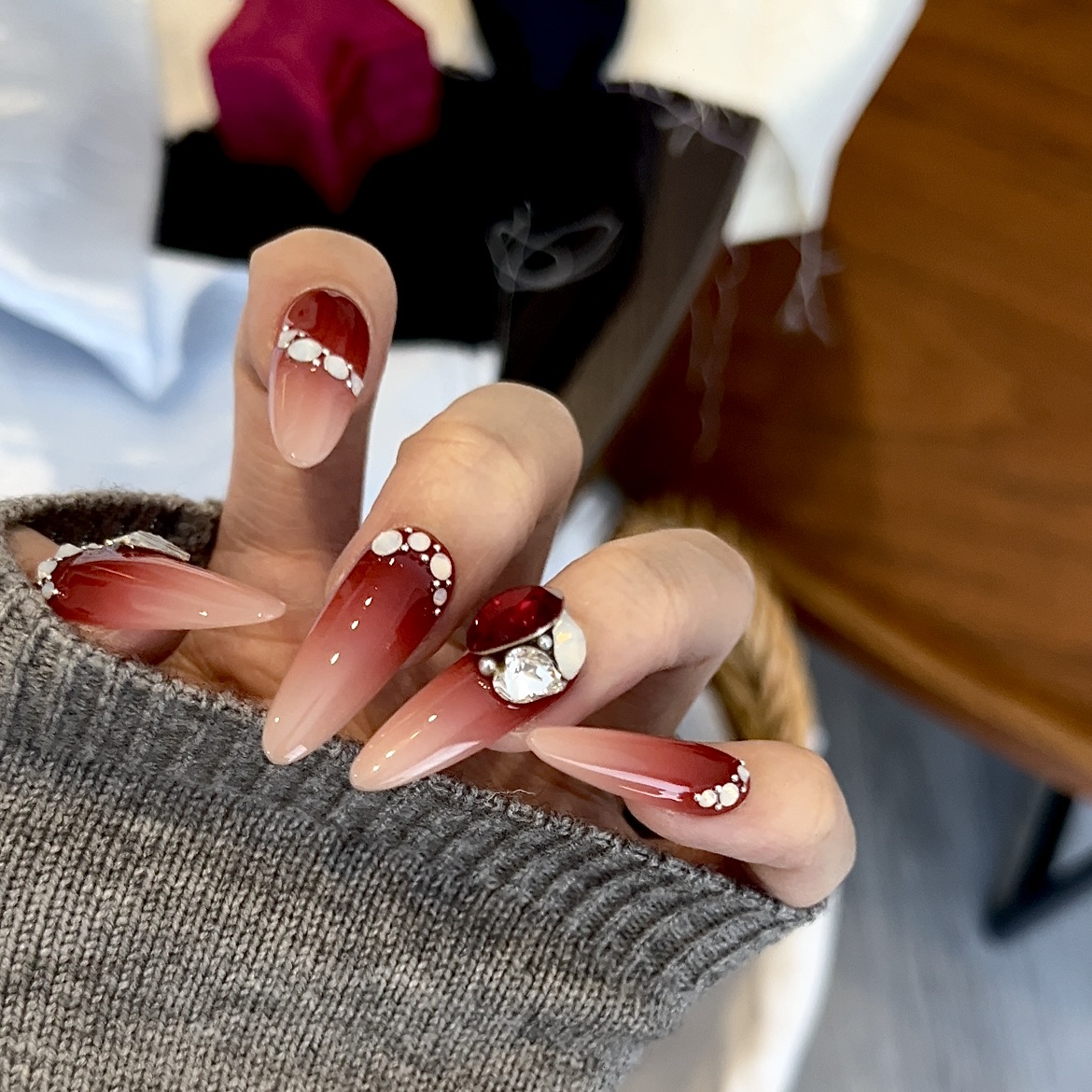 【毛利美甲事务所】雪落宫墙  施华洛华子手工穿戴甲定制