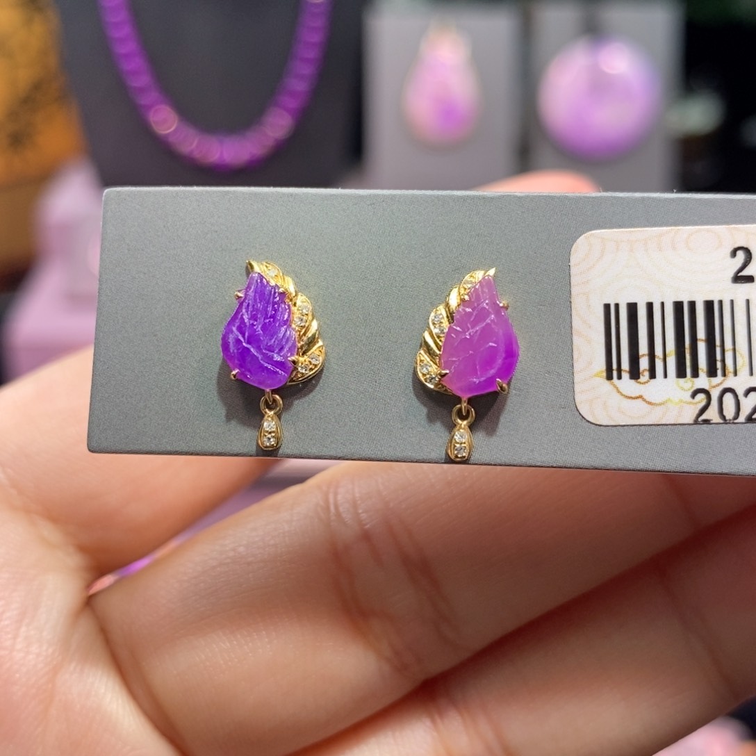 苏纪石（舒俱来）18K金镶嵌耳钉