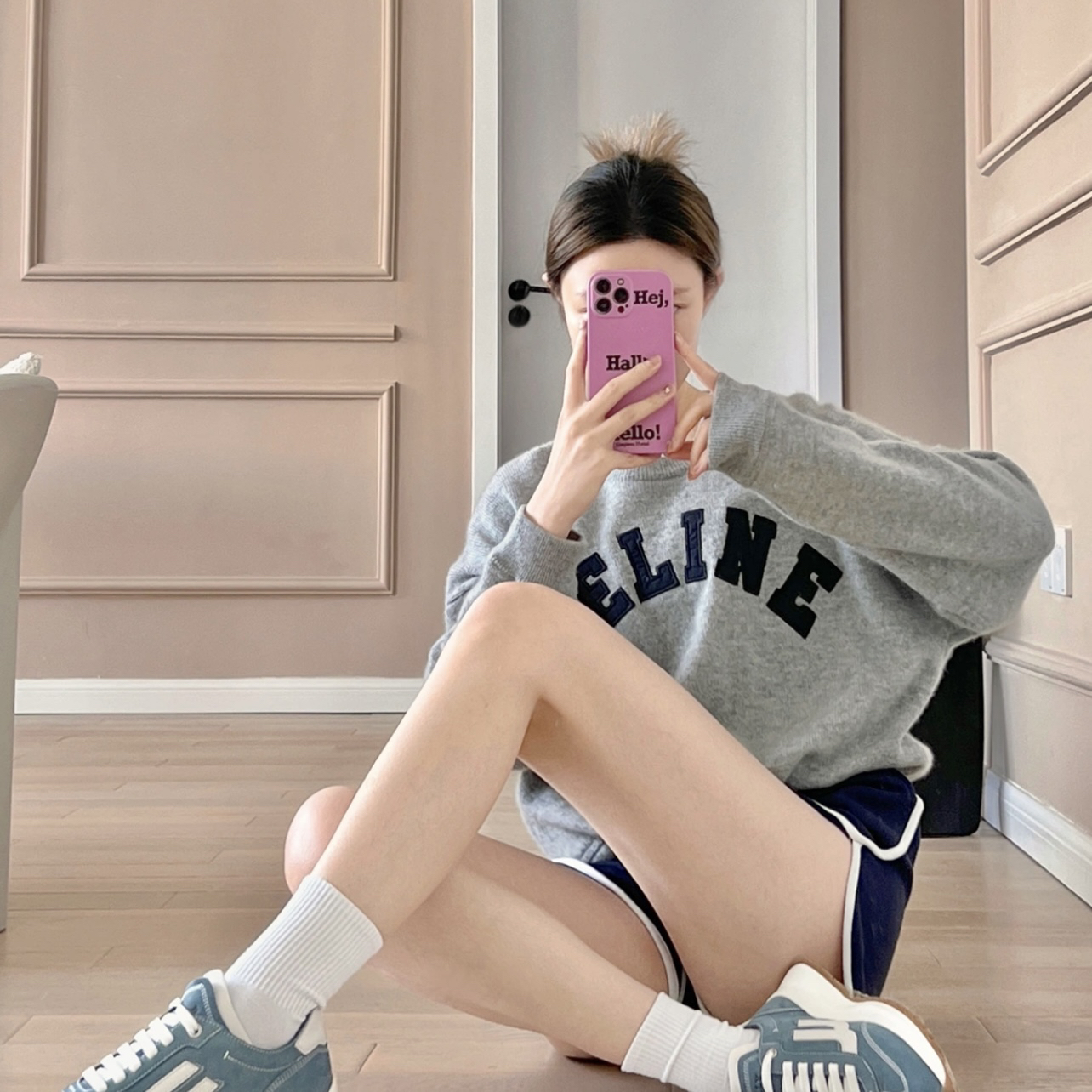 99新 Celine/思琳 2dd999/微标logo字母印花羊毛衬毛衣 羊毛 xs码