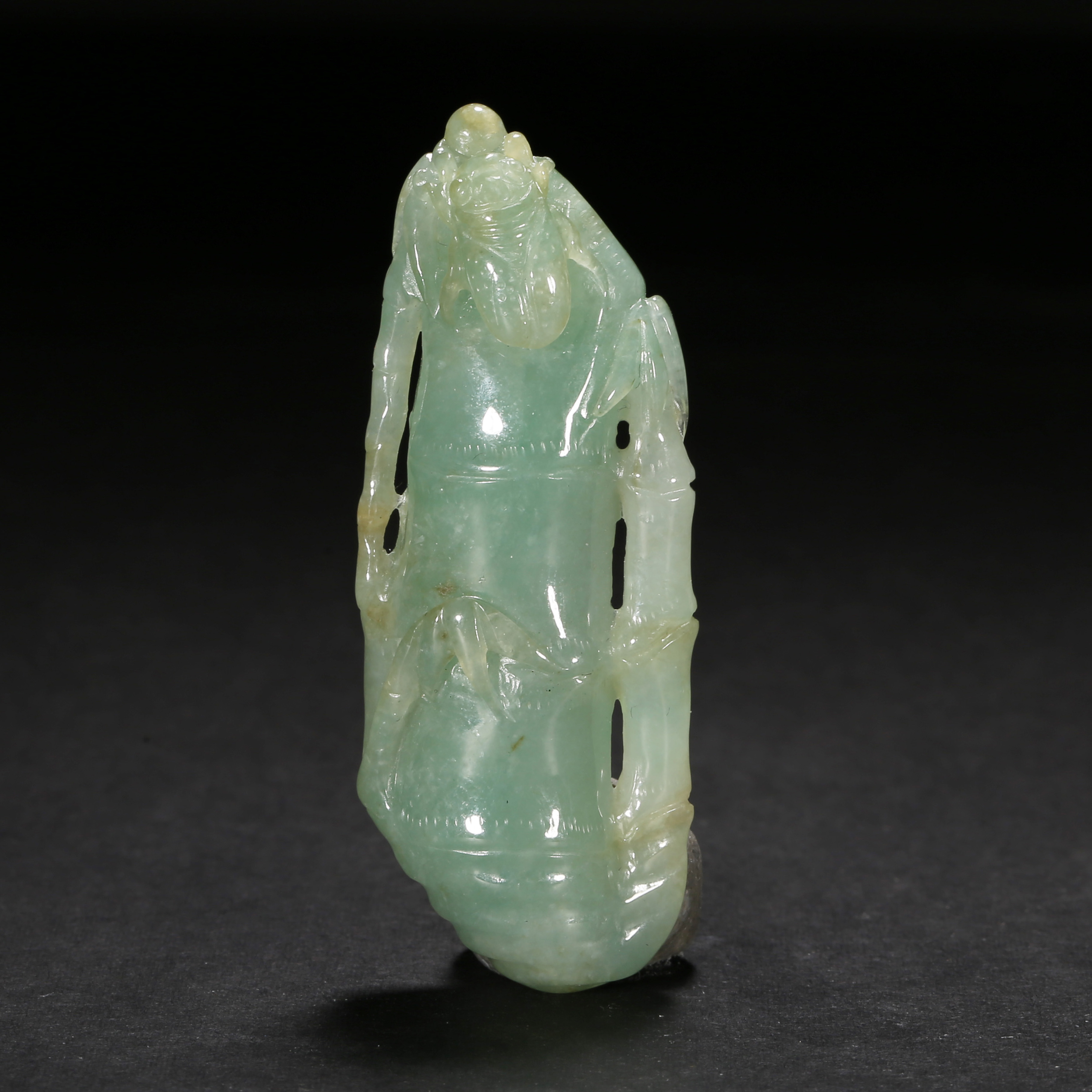 清代*翡翠竹节纹坠饰/15XQ4170/翡翠【北京文博】