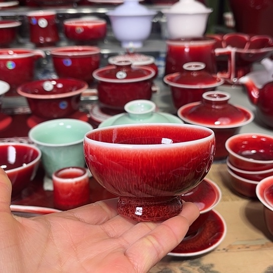 景德镇陶瓷红马坊美人杯