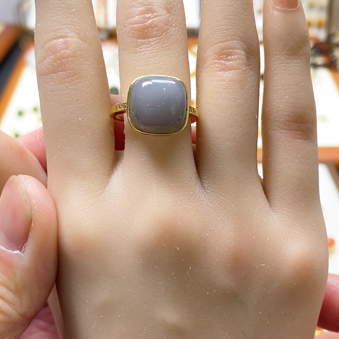 和田玉戒指银S925镶嵌锦*