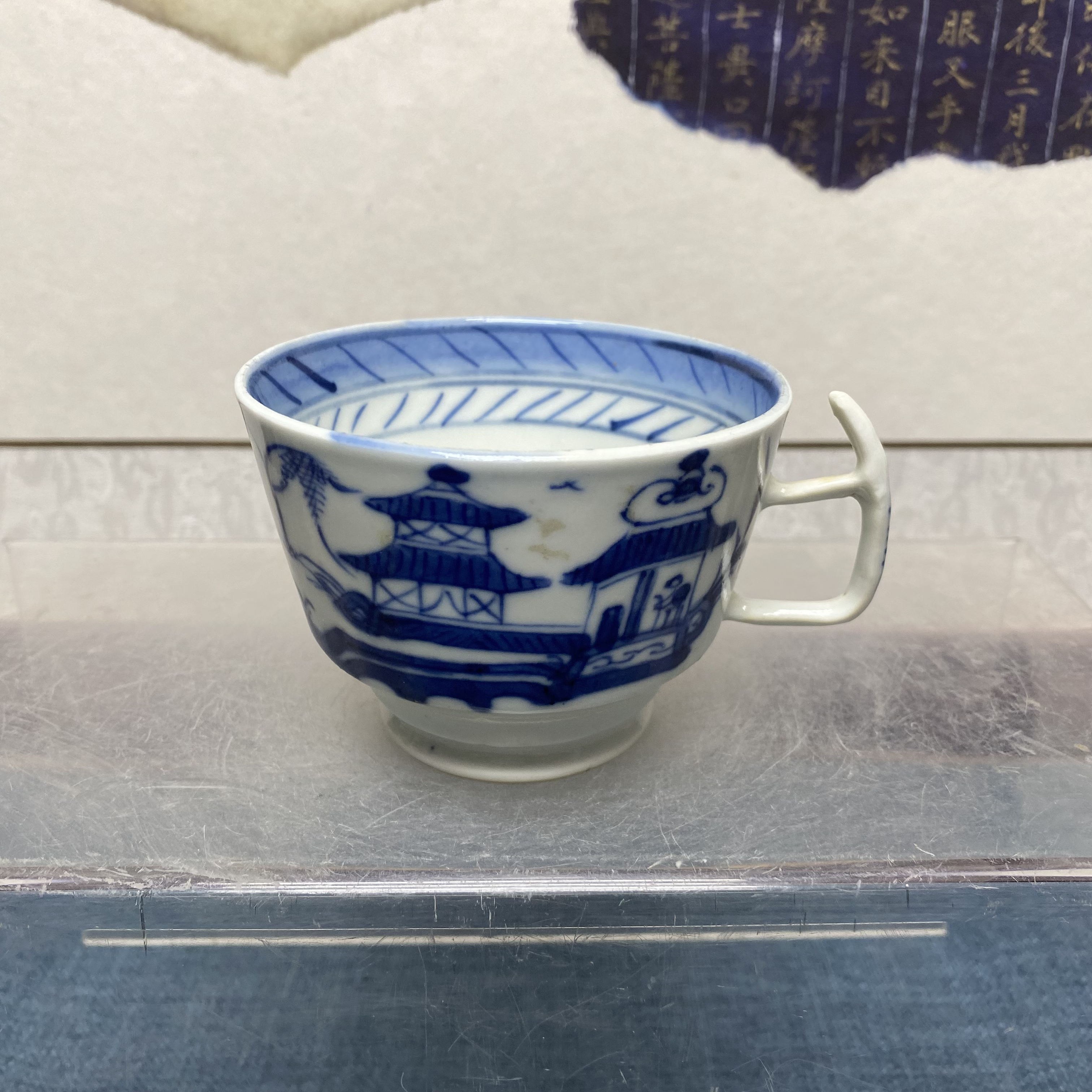 清乾隆青花山水亭台楼阁青花杯83/古玩收藏/KC20250122007