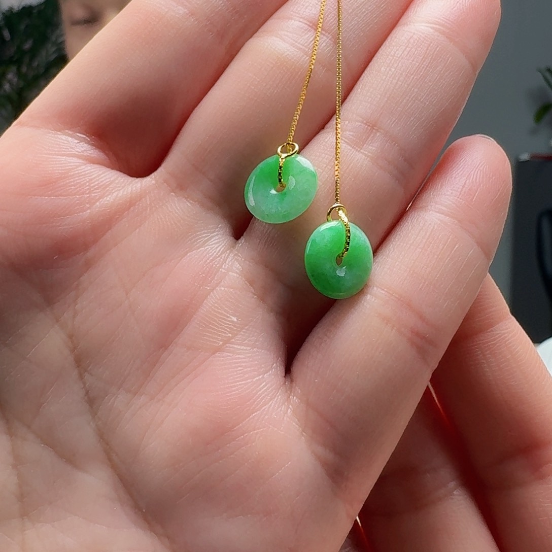 翡翠耳饰银S925镶嵌天然