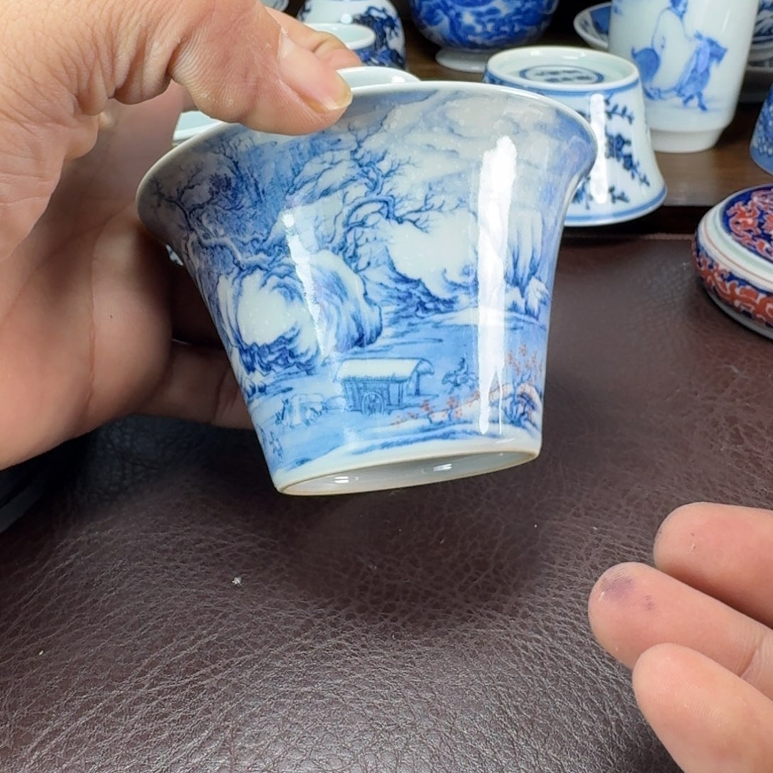 战***边瓷片当代景德镇陶瓷手绘茶具