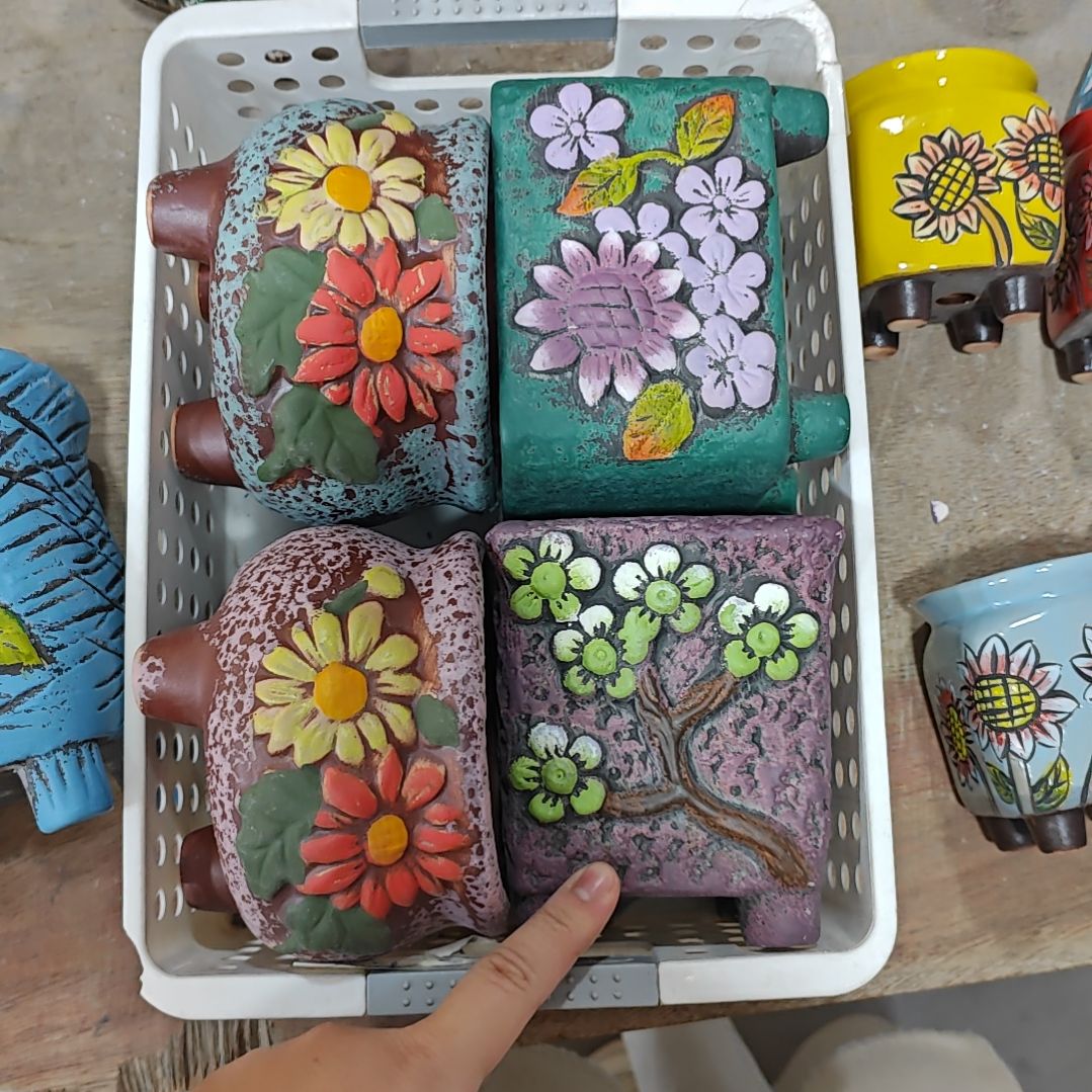 红陶吸水透气的白陶花盆凑满12发货