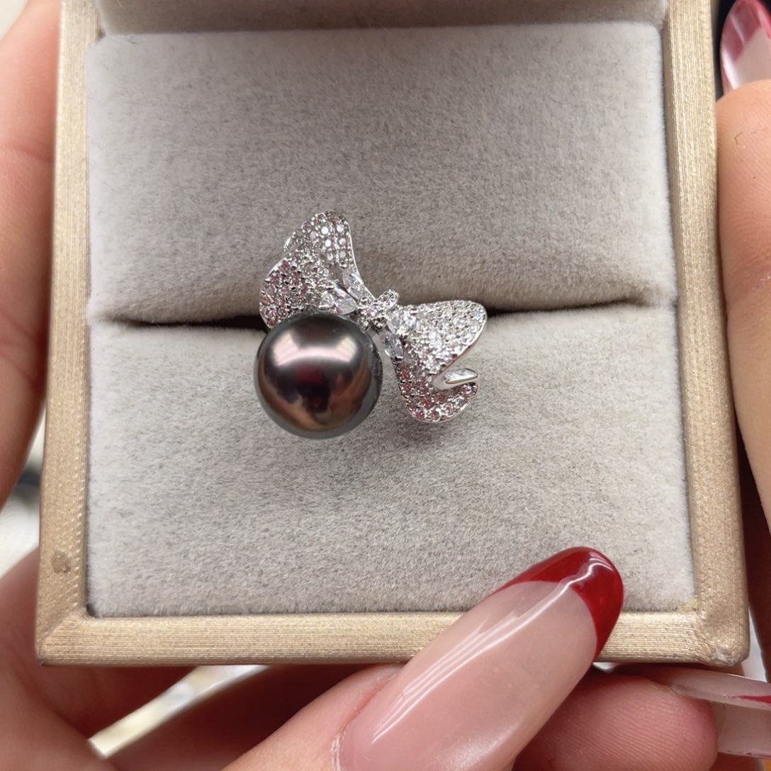 戒指海水珍珠银S925镶嵌S60