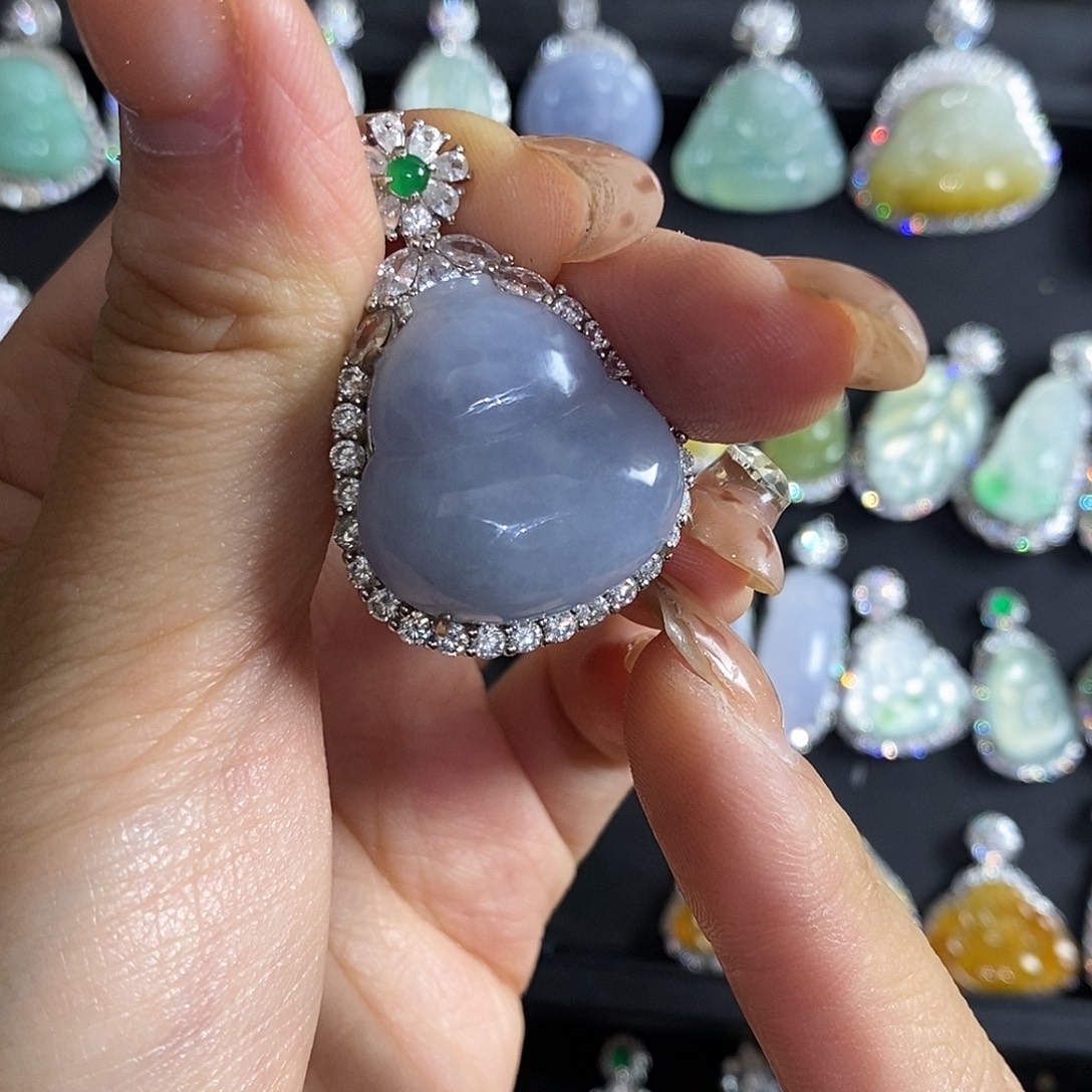 翡翠银S925镶嵌颈饰天然翡翠