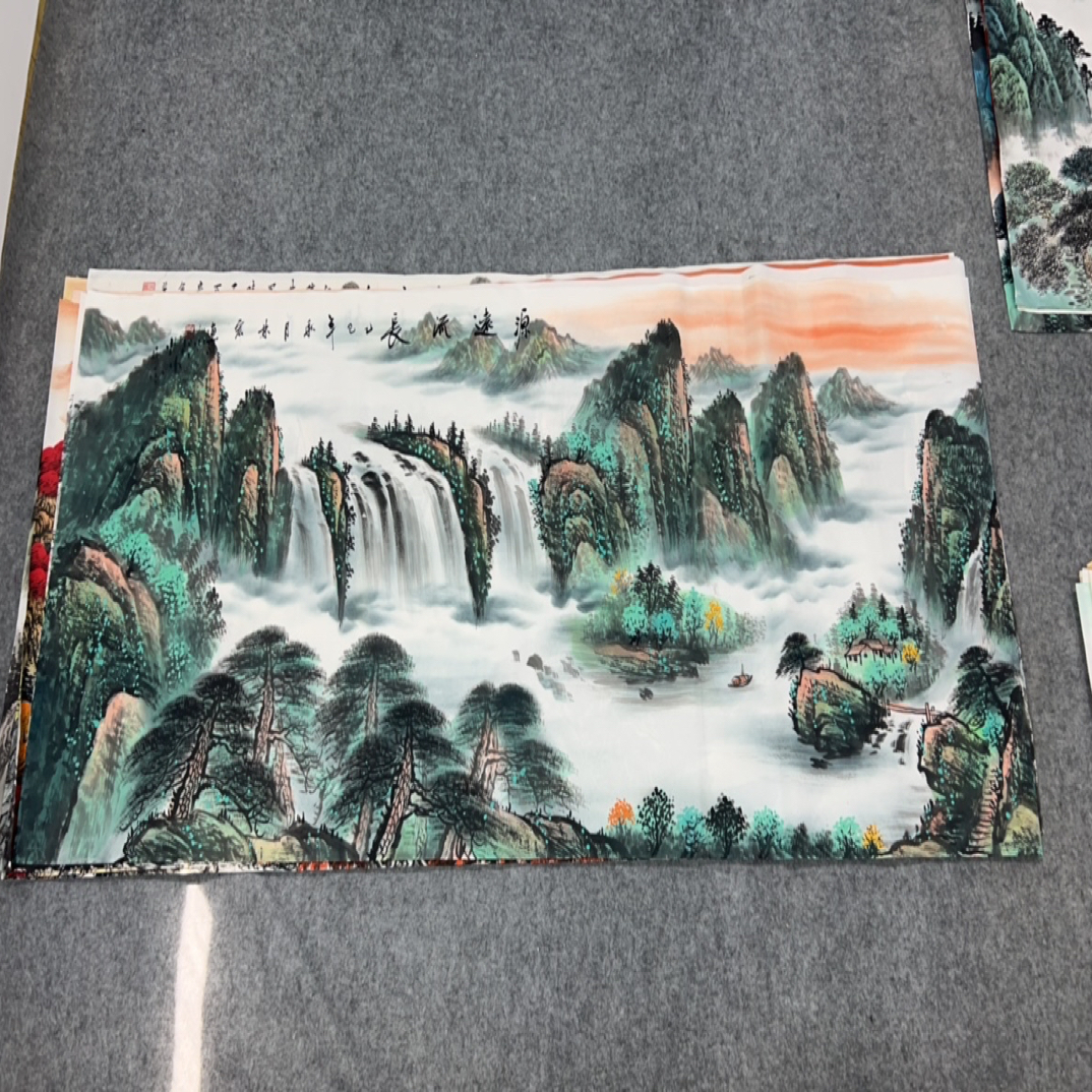 源远流长画芯尺寸：180cm*70cm山水画挂画客厅背景墙挂画