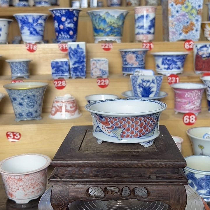 墨奈手绘陶瓷花盆内口8高4.2