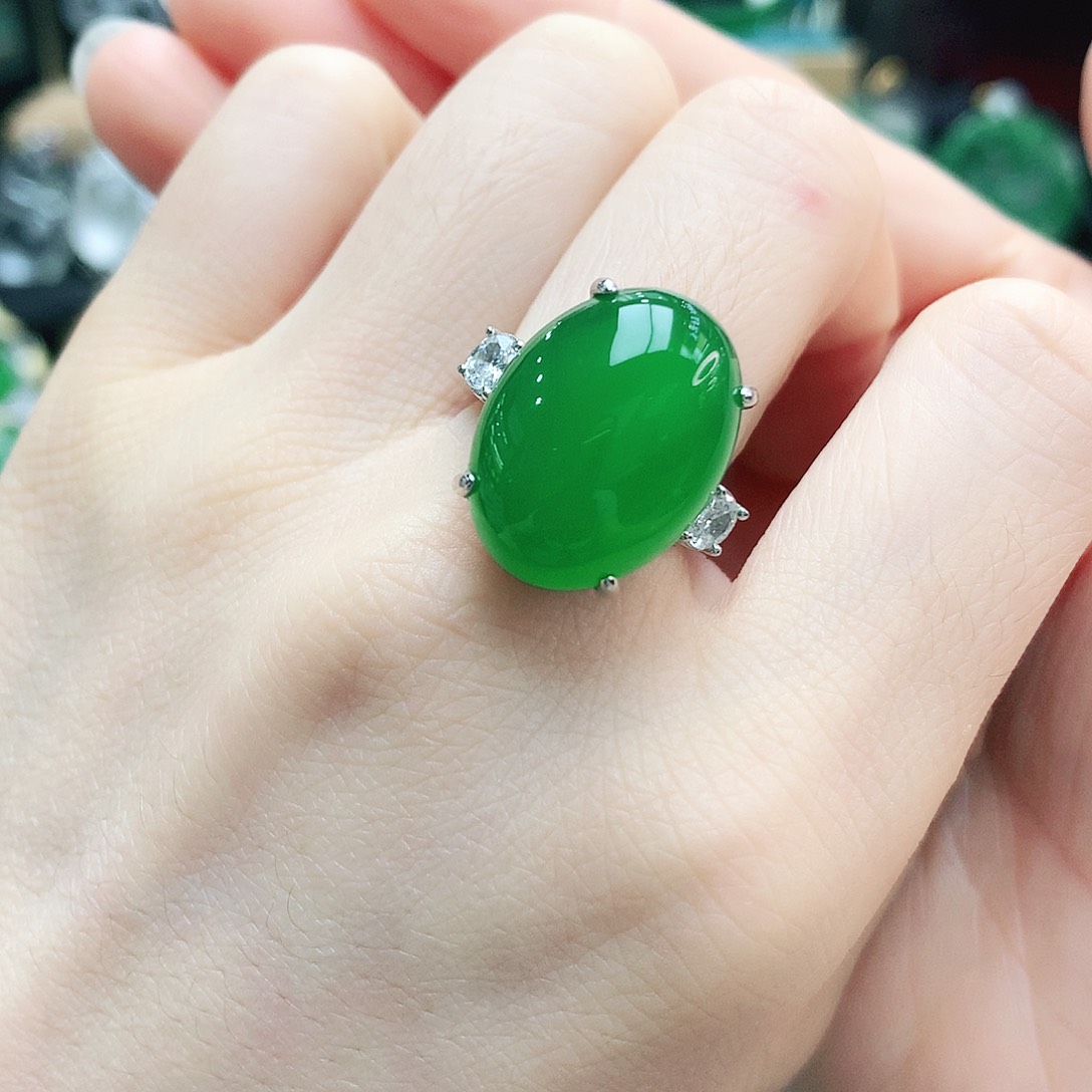 玛瑙/玉髓戒指银S925镶嵌