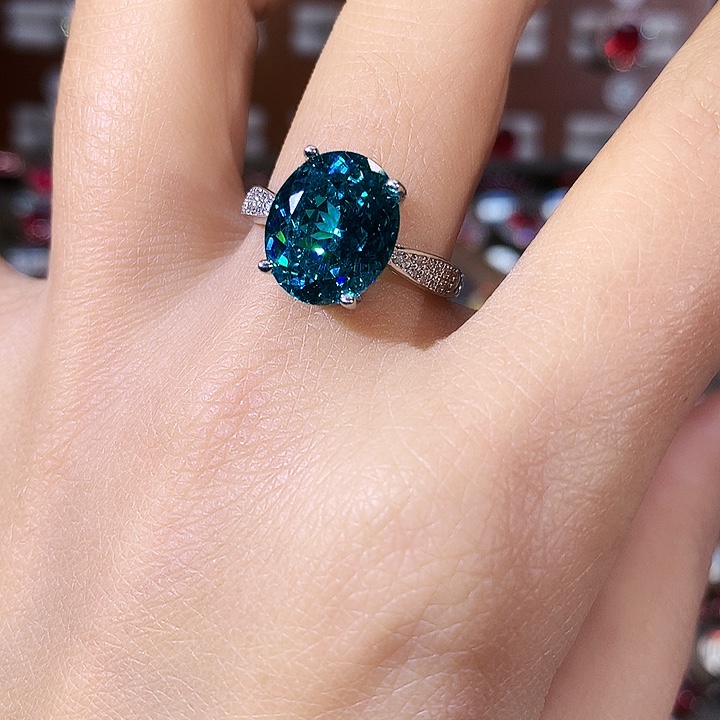 925银帕拉蓝绿戒指