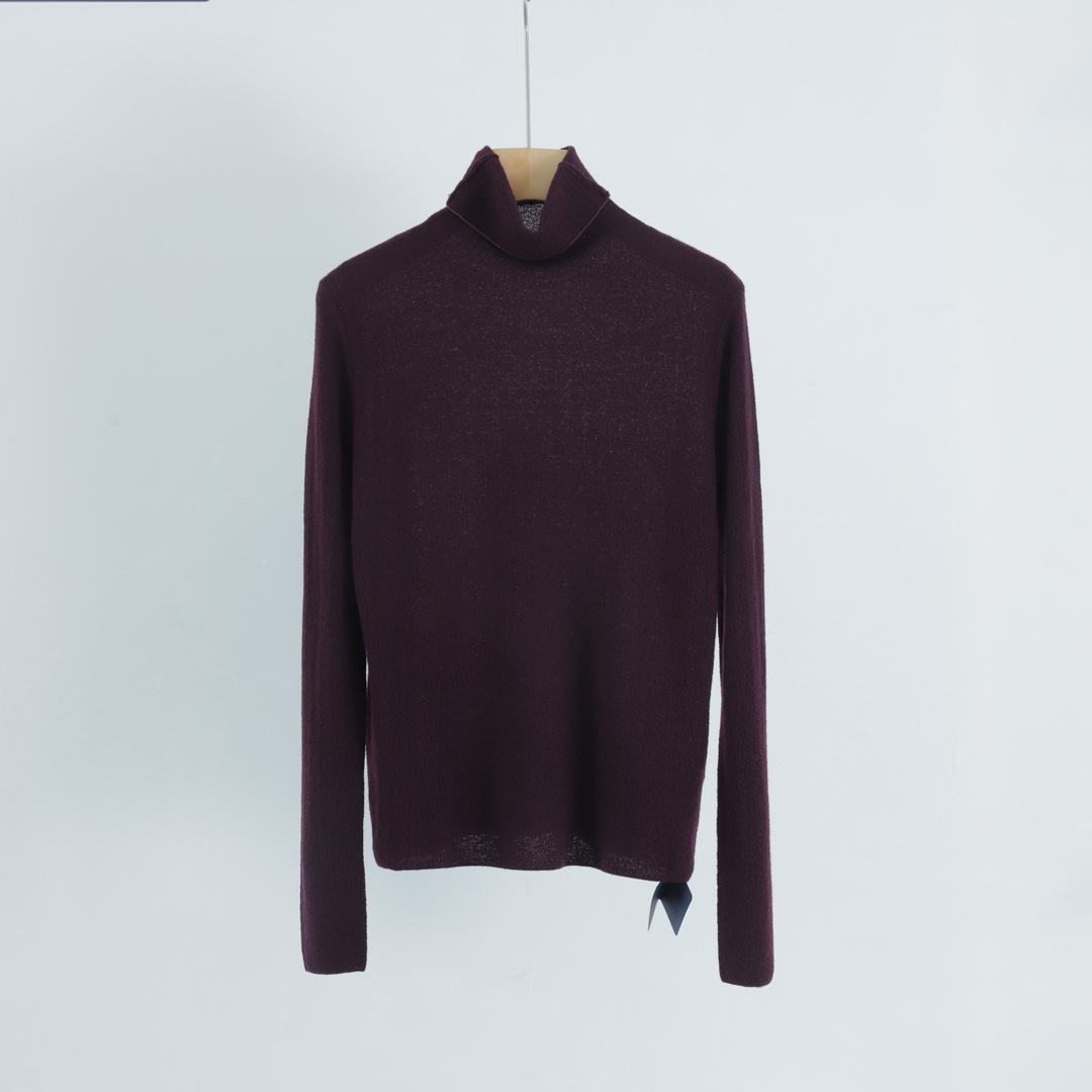 萍姐家2024秋冬新款堆堆领细腻肌理百搭打底针织衫CY230167