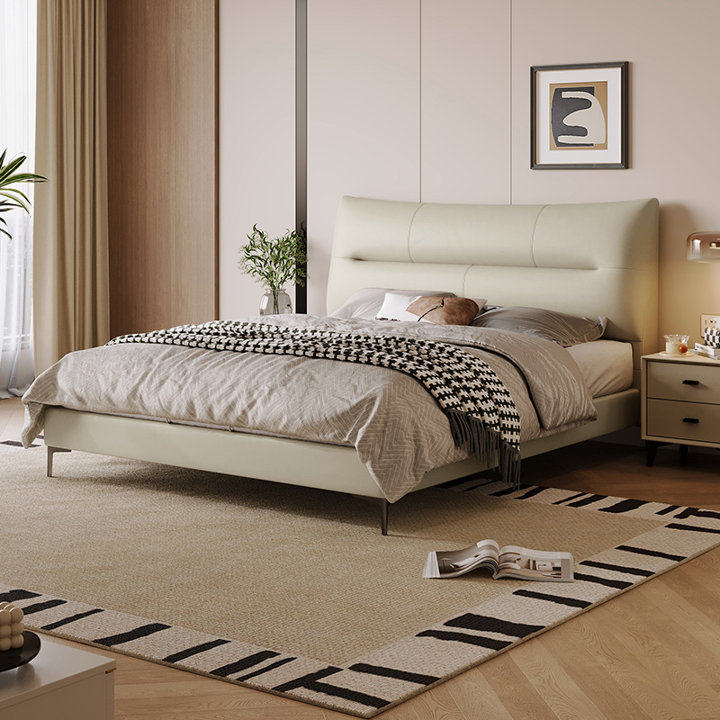 【层层】顾家家居头层牛皮双人皮床架星辉垫套餐DS8579B-高脚【专】