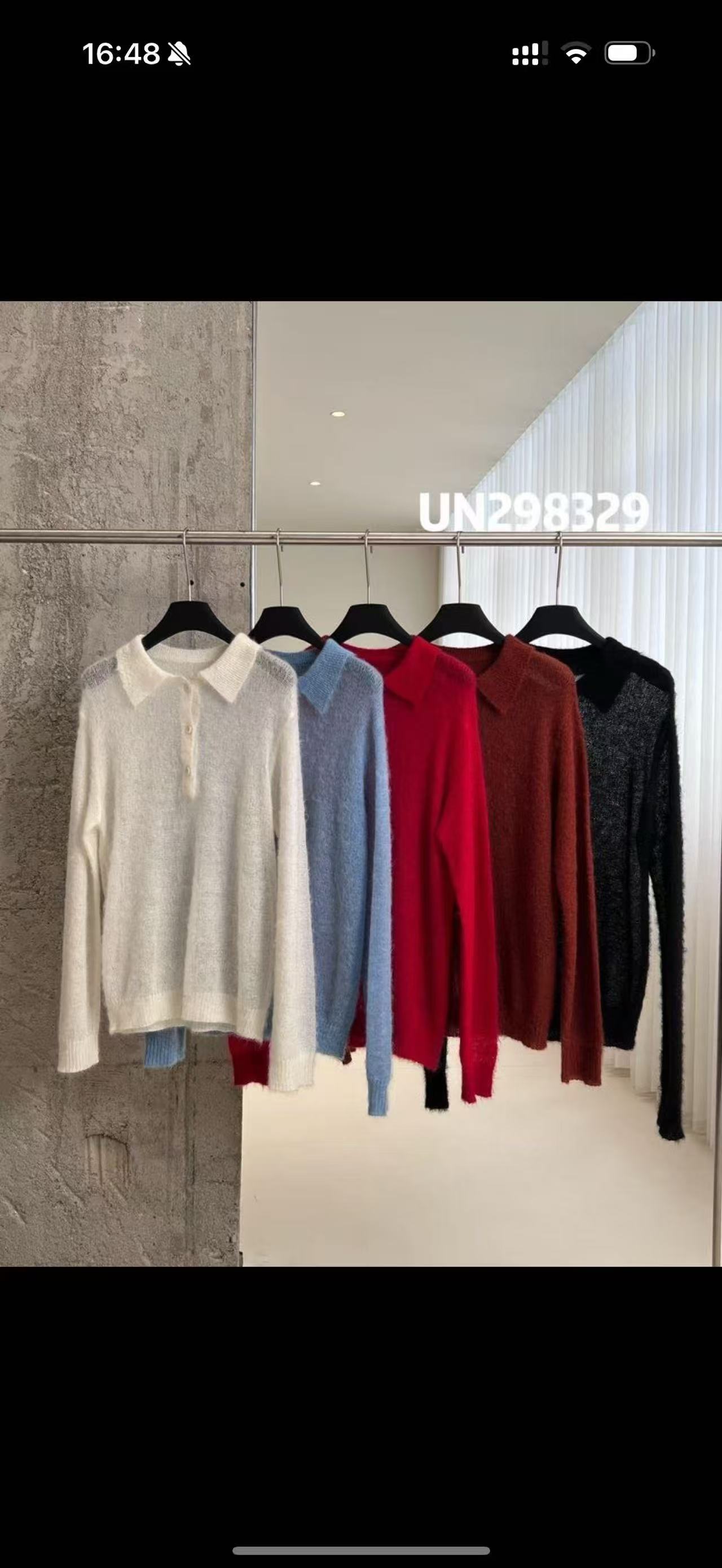  里里SHOWROMM宽松型POLO领毛针织衫秋冬落肩袖上衣长袖298329