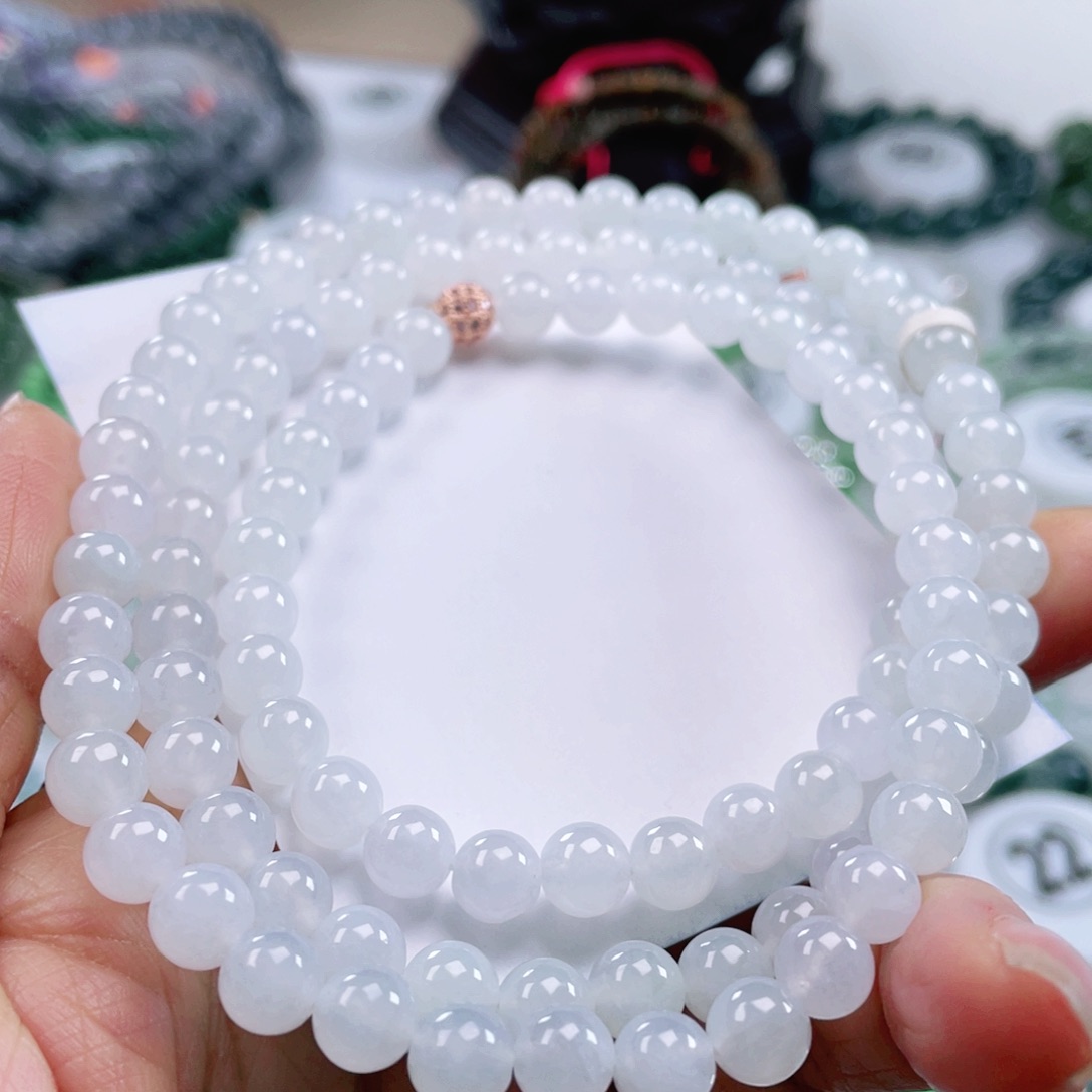 翡翠戒指未镶嵌天然翡翠项链7mm左右