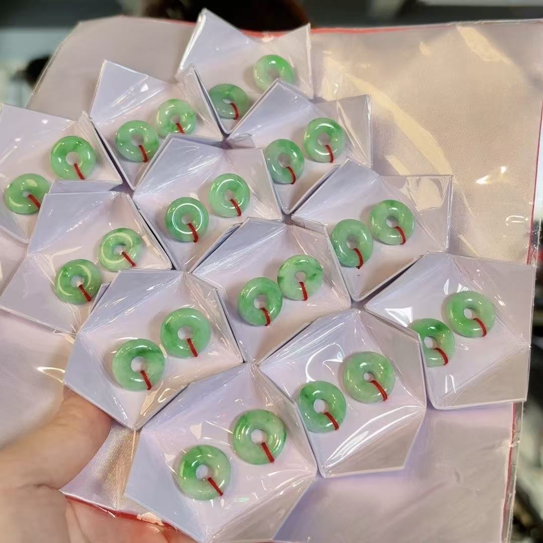 【陌玉精选】双十二限定 缅甸A货翡翠甜甜圈耳饰多样性发一对赠耳包
