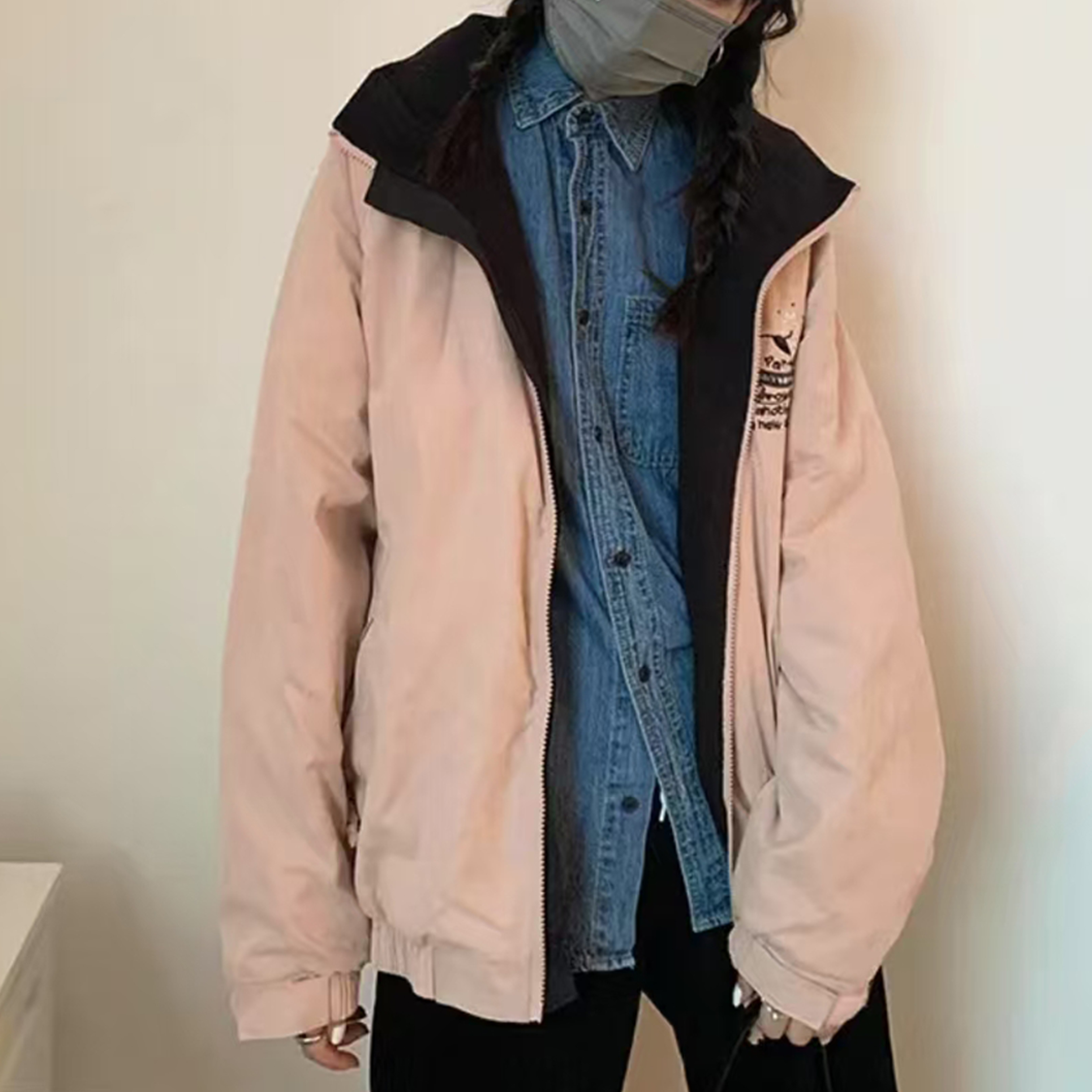 休闲复古外套女士百搭拼接舒适高级感爆款6C659(个别微脏、微染)