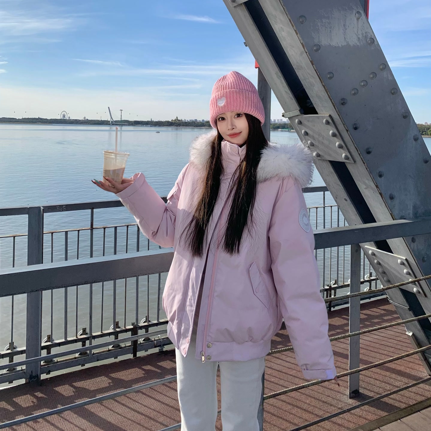 3MER  自制90白鸭绒大毛领派克情侣羽绒服