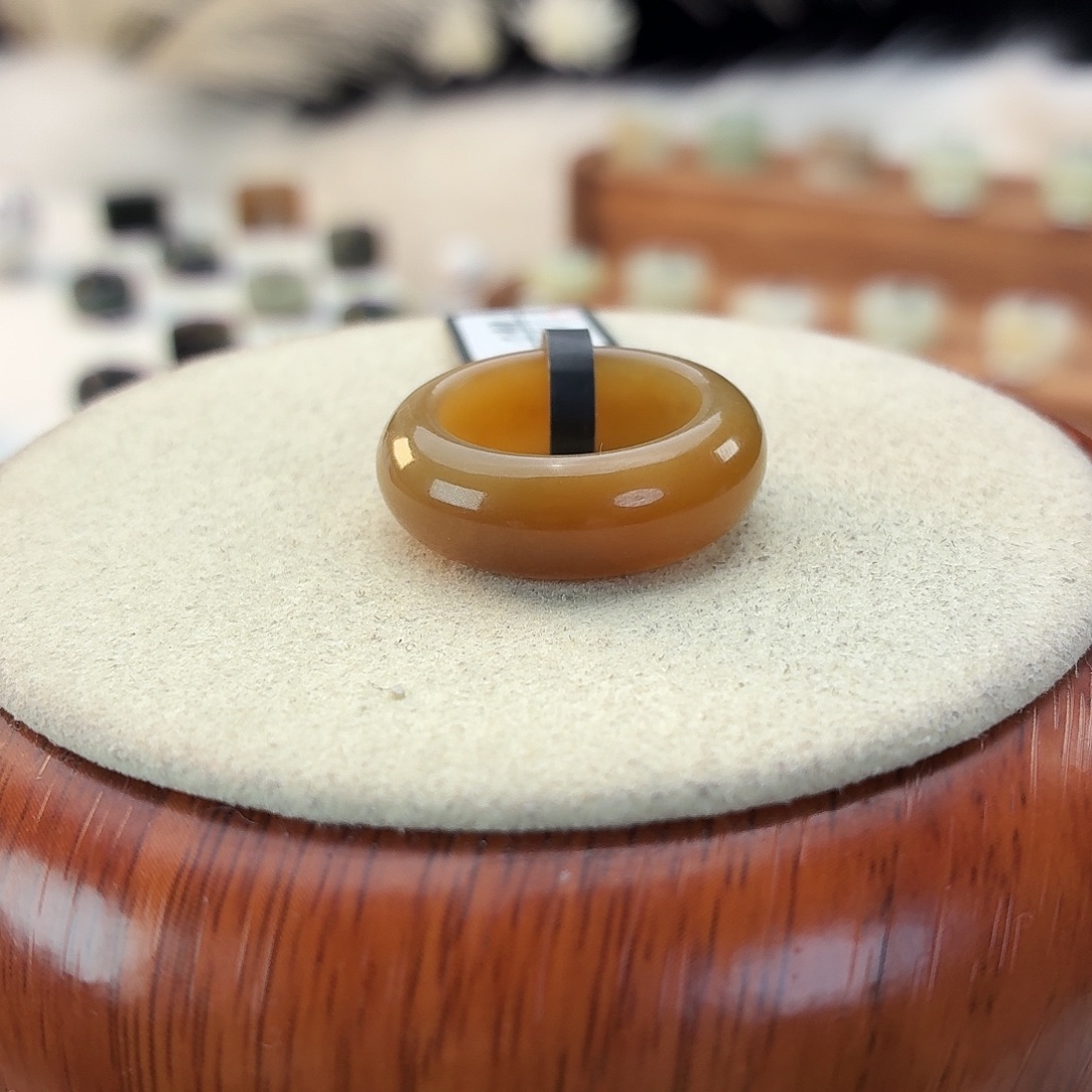 和田玉未镶嵌戒指i14橘糖轮胎16.3mm