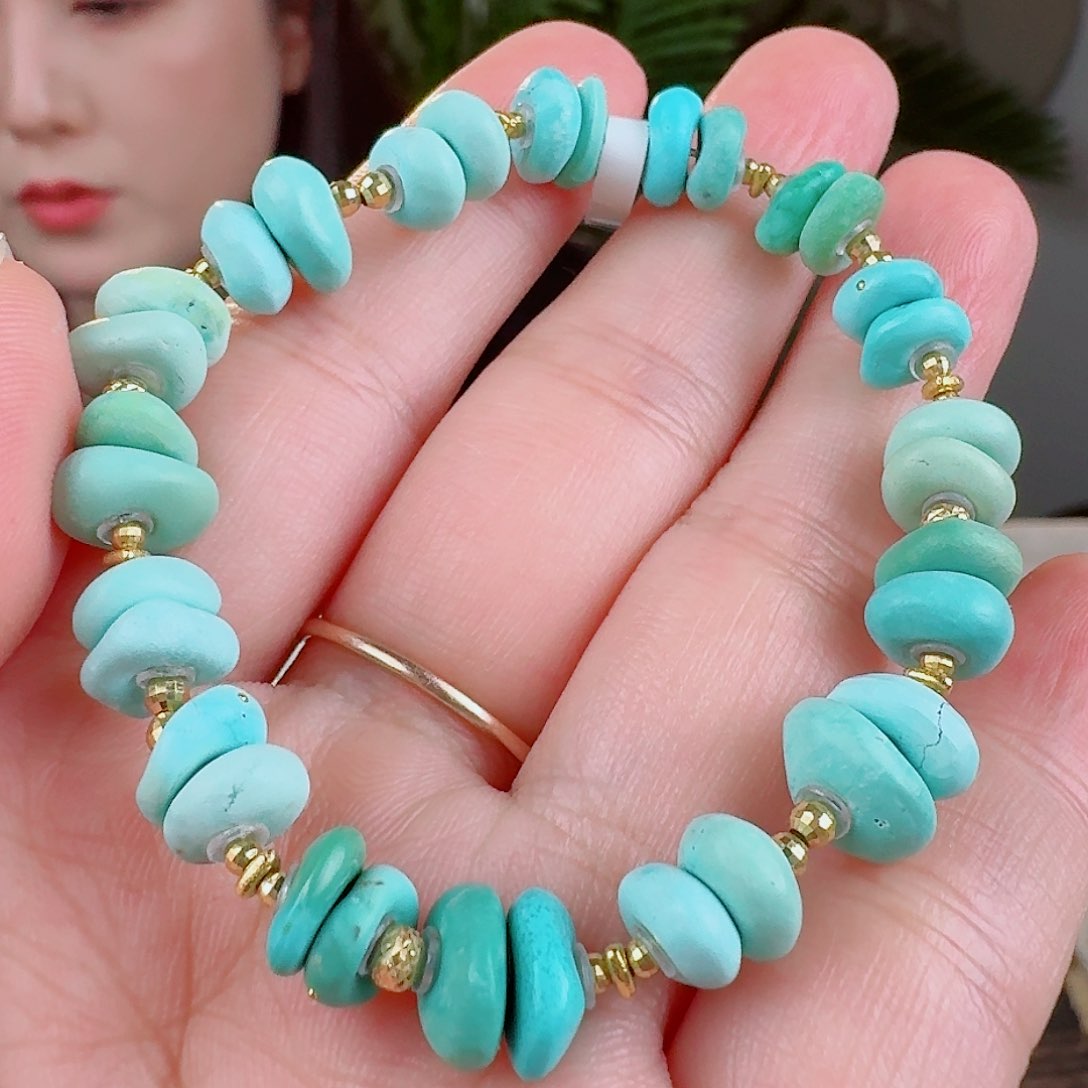 绿松石珠宝奇石18K金镶嵌