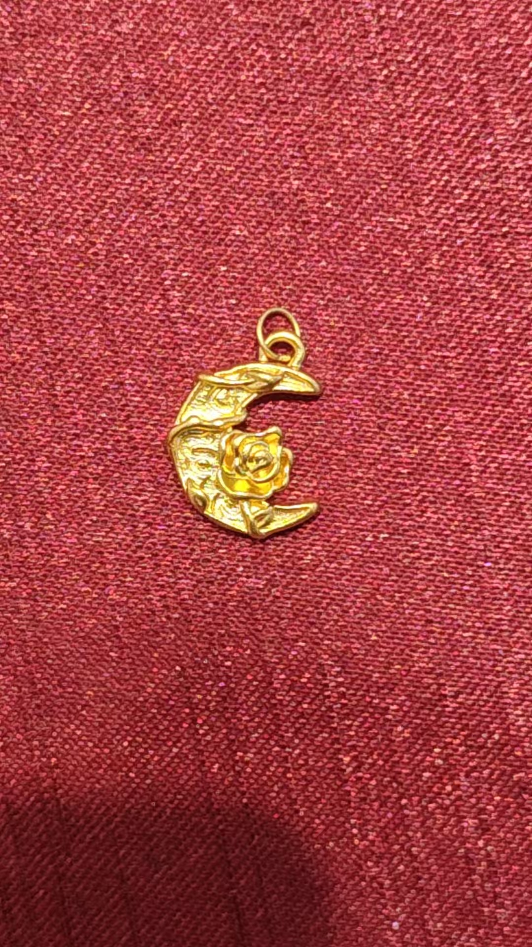 足金 月下玫瑰吊坠