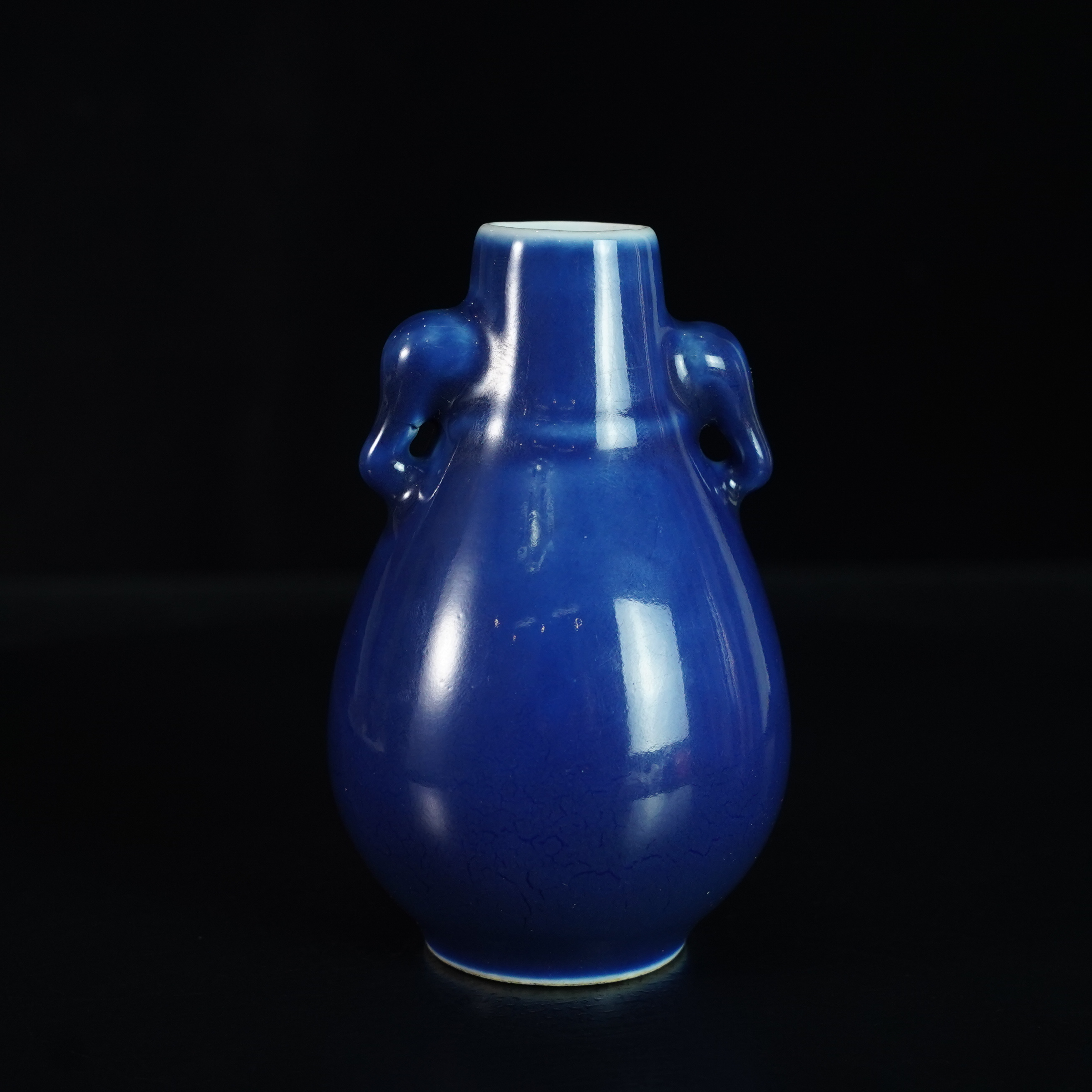 LXZ250111028【十竹斋】清代祭蓝釉象耳尊